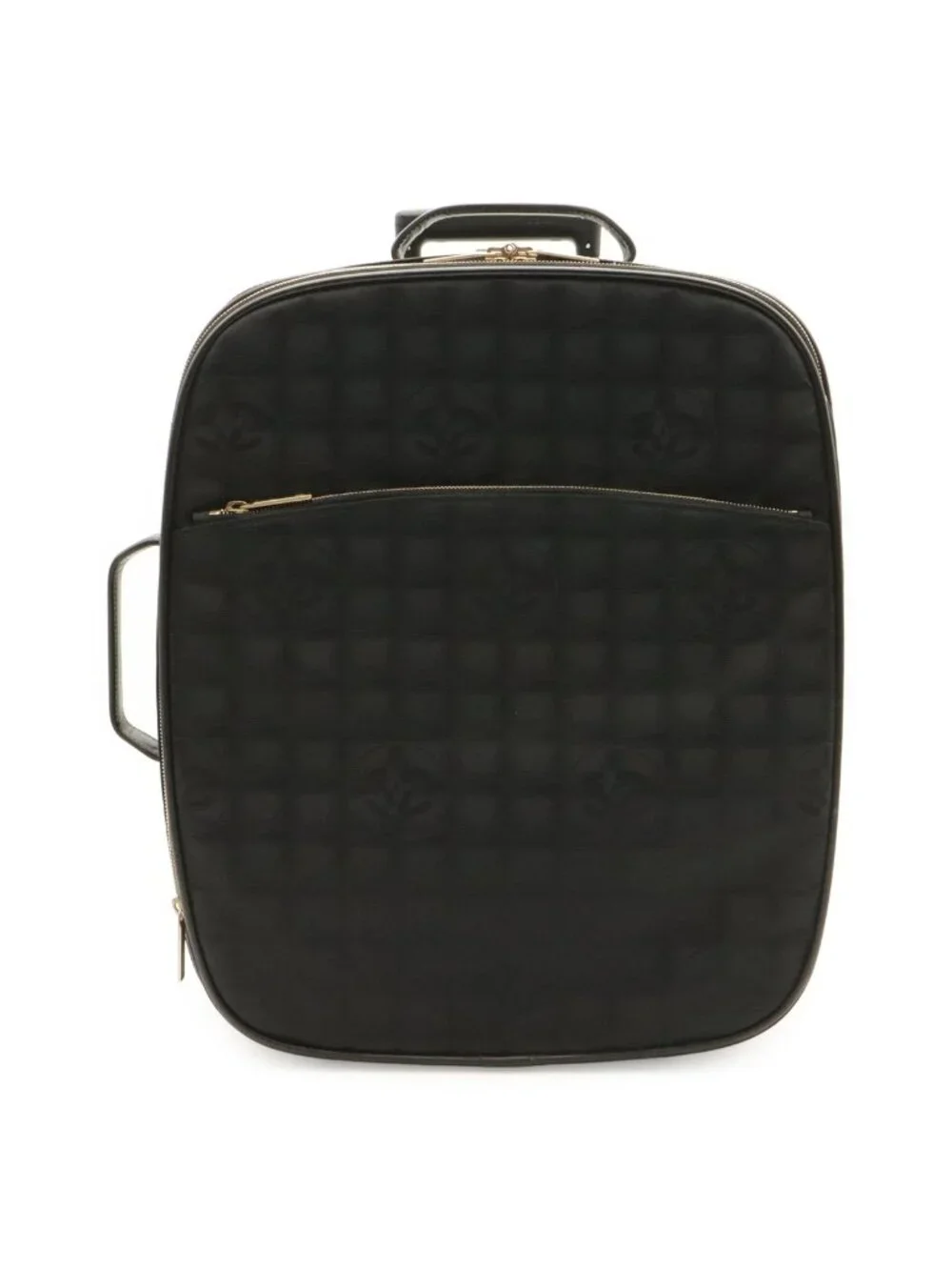 Chanel New Travel Line Bag Suitcase Carry Case Nylon Jacquard Black Gold